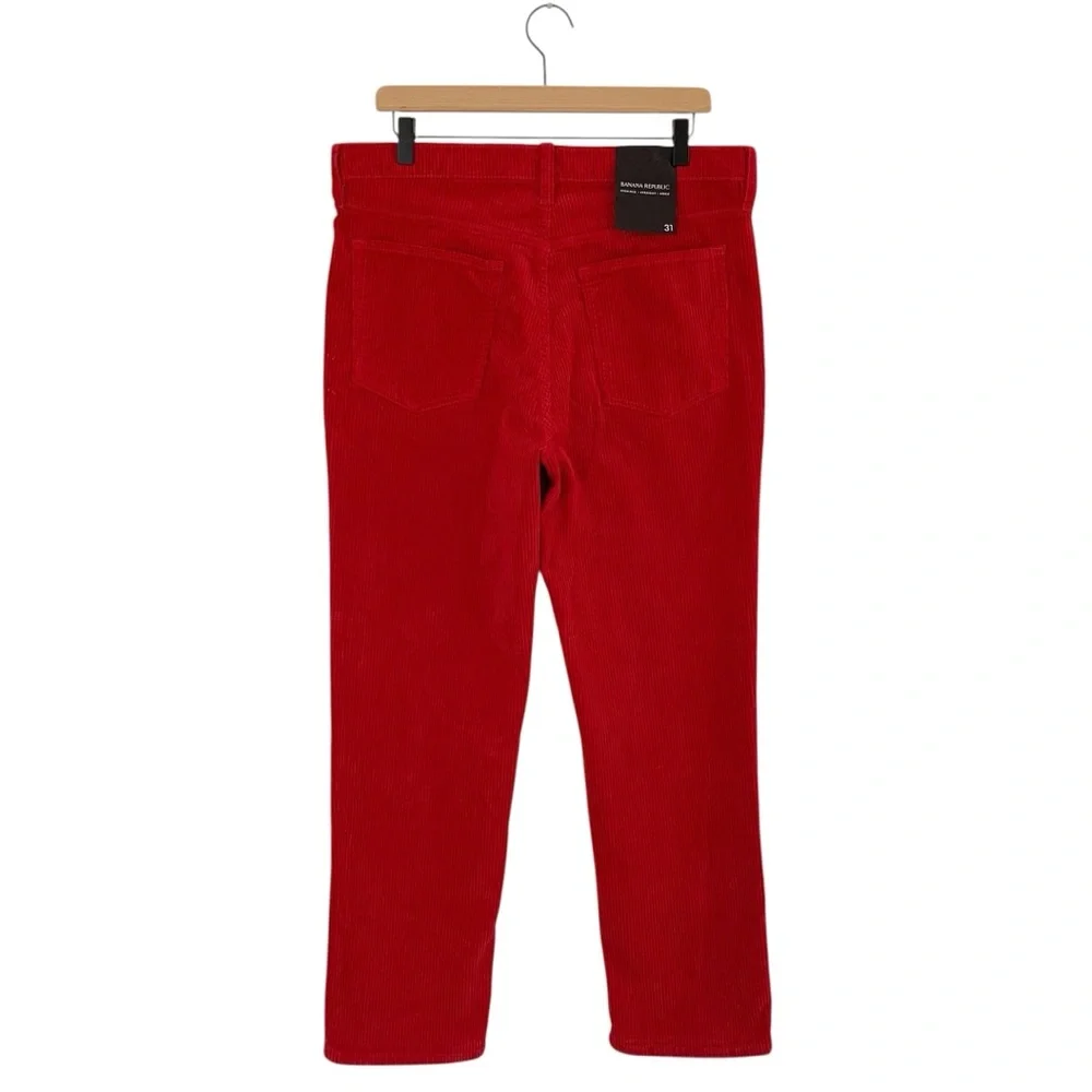 Banana Republic Bright Red High Rise Button Fly Straight Leg Corduroy Pants - Picture 5 of 12